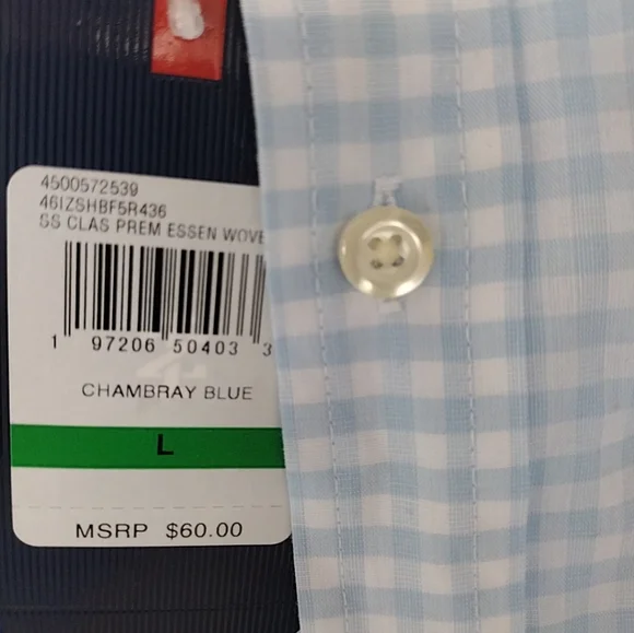 Izod Light Blue Checkered Casual Button Down Shirt - Picture 2 of 12